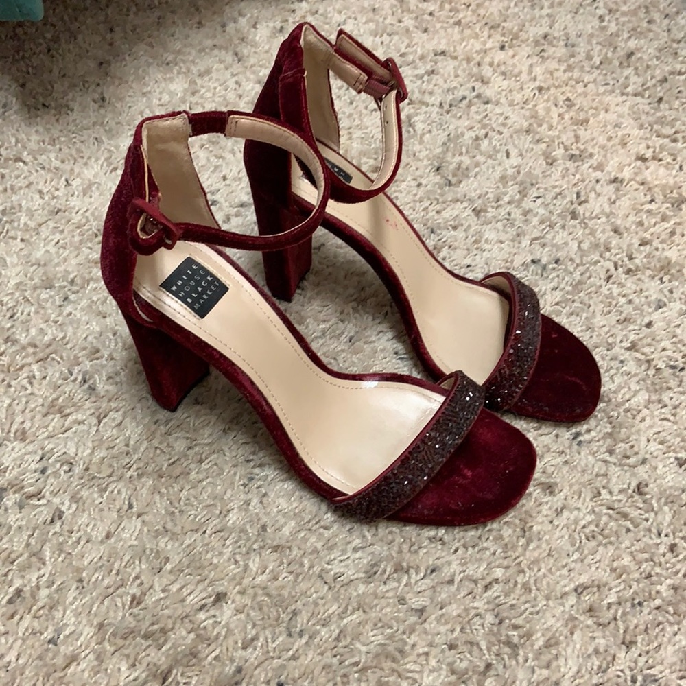 White House Black Market Burgandy Velvet Heels